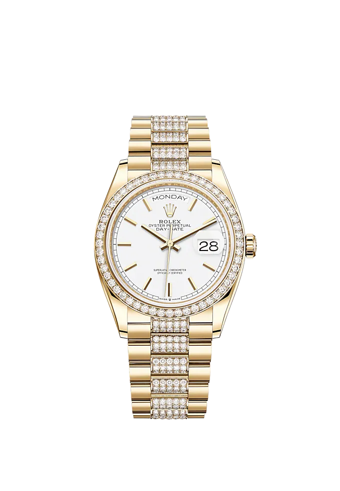 Day-Date, 36mm, 18k Yellow Gold, Ref# 128348rbr-0048