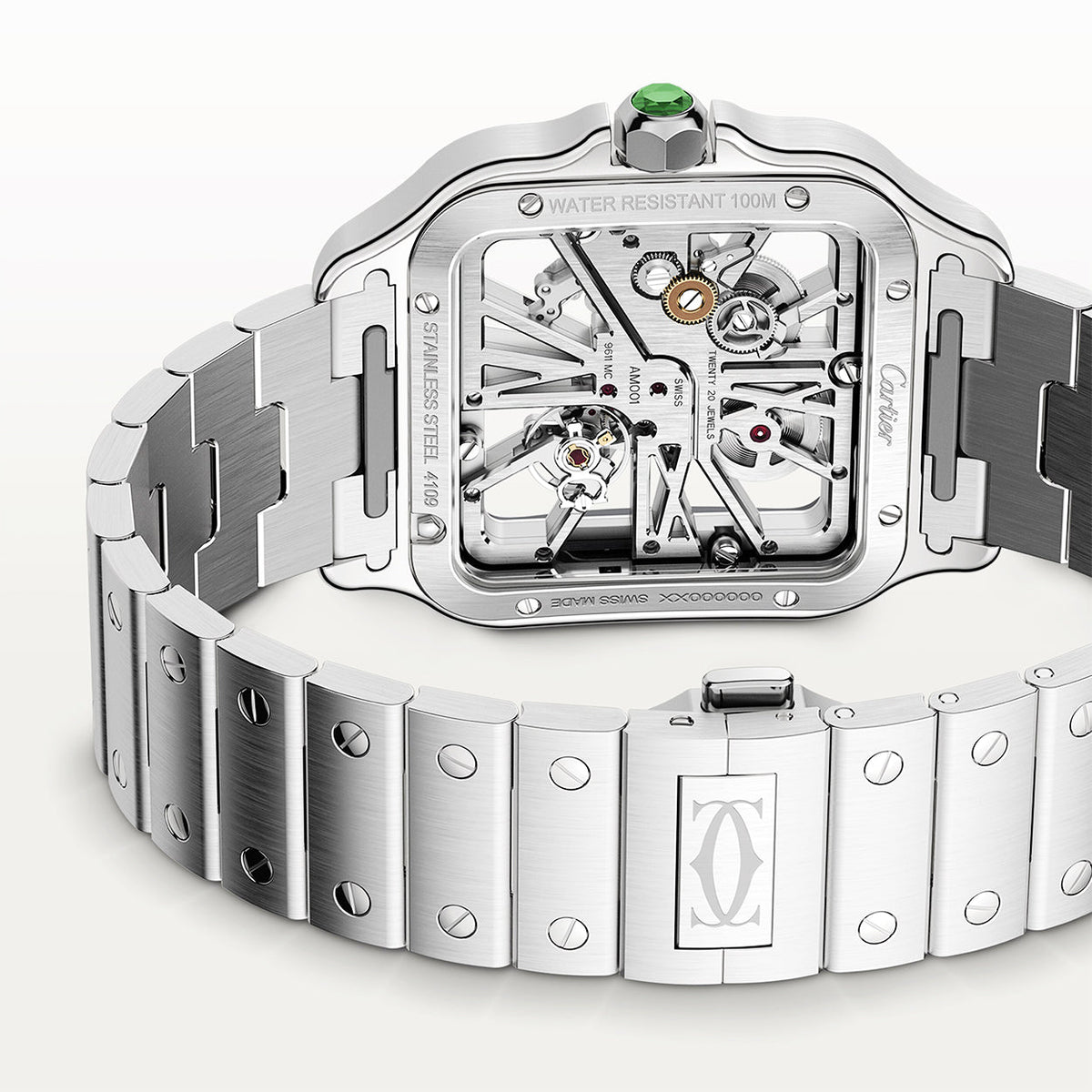 Santos de Cartier Large Skeleton/Green Dial Men’s Watch